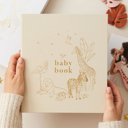 Blush and Gold Safari Baby Book